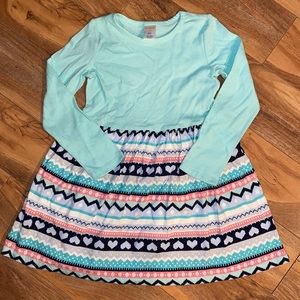 Gymboree Aqua and Blue Heart Fairisle Dress